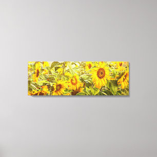 Zonnebloem Veldgele Groene Rustige Vintage Canvas Afdruk