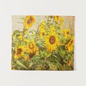 Zonnebloem Veldgele Groene Rustige Vintage Wandkleed (Voorkant (horizontaal))