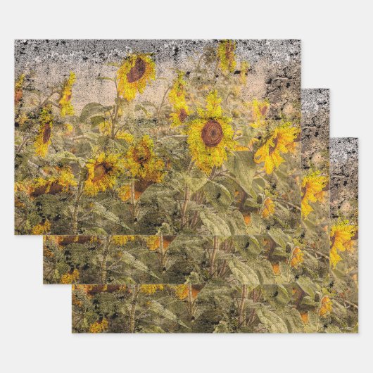 zonnebloem Veldgele grunge textuur Inpakpapier Vel (Set)
