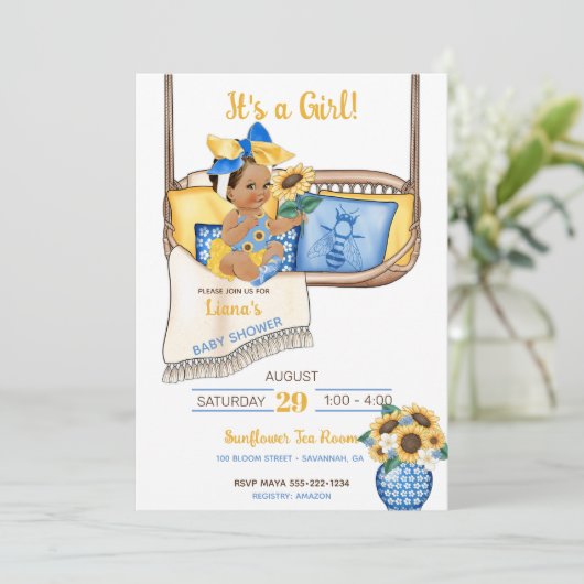 Zonnebloem veranda schommel Geel Blauw Zonnebloem Kaart (Staand voorkant)