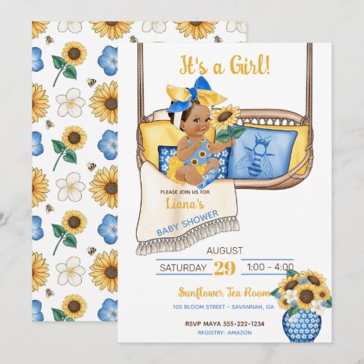 Zonnebloem veranda schommel Geel Blauw Zonnebloem  Kaart (Voorkant / Achterkant)