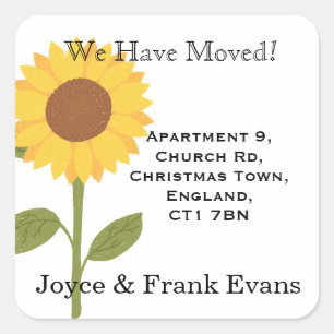 zonnebloem verandering van adres stickers kaarten