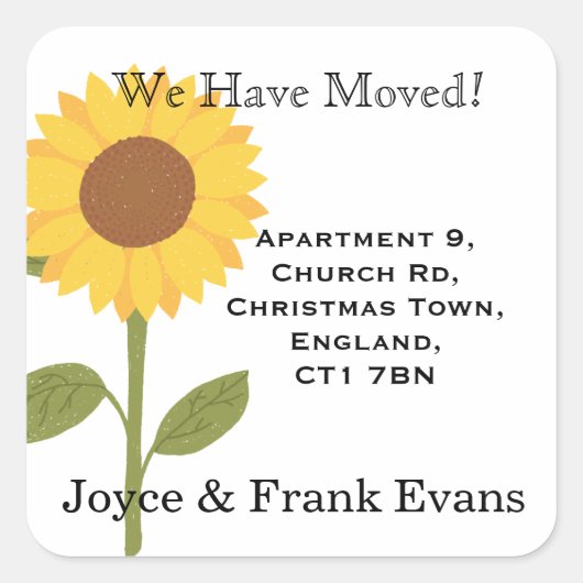 zonnebloem verandering van adres stickers kaarten (Voorkant)