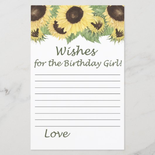 Zonnebloem Vereist voor verjaardagsmeisje (Voorkant)