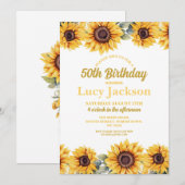 Zonnebloem Verjaardag 50e Bloemen Witte Vrouwen Kaart (Voorkant / Achterkant)