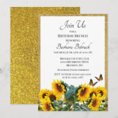 Zonnebloem Verjaardag Brunch Goud Glitter Kaart (Voorkant / Achterkant)