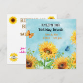 ZONNEBLOEM VERJAARDAG BRUNCH UITNODIGINGEN (Voorkant / Achterkant)