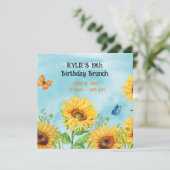 ZONNEBLOEM VERJAARDAG BRUNCH UITNODIGINGEN (Staand voorkant)