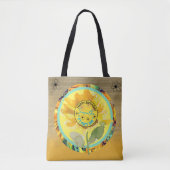 Zonnebloem Verjaardag Meisje Geel Zwart Tote Bag (Voorkant)
