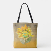 Zonnebloem Verjaardag Meisje Geel Zwart Tote Bag (Achterkant)