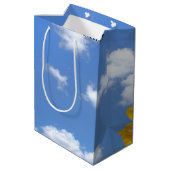 Zonnebloem verjaardag met naam medium cadeauzakje (Achterkant Gekanteld)