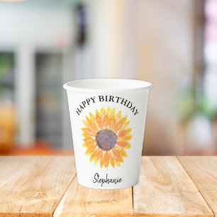 Zonnebloem Verjaardag Papieren Bekers