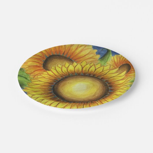 Zonnebloem Verjaardag Trouwfeest Papieren Borden Papieren Bordje (Gekanteld)