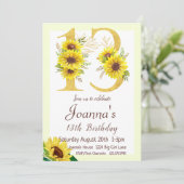 Zonnebloem Verjaardag Uitnodiging, 13e Verjaardag Kaart (Staand voorkant)