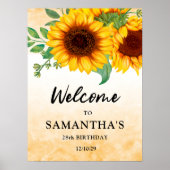 Zonnebloem Verjaardag Welkom Poster (Voorkant)
