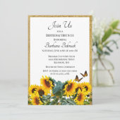 Zonnebloem Verjaardags Brunch Goud Glitter Kaart (Staand voorkant)