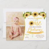 Zonnebloem verjaardagsfeestje uitnodigers kaart (Voorkant)