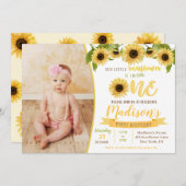 Zonnebloem verjaardagsfeestje uitnodigers kaart (Voorkant / Achterkant)