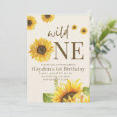 Zonnebloem verjaardagsfeestje uitnodiging (Staand voorkant)