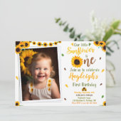 Zonnebloem verjaardagsuitnodiging Foto Eerste verj Kaart (Staand voorkant)