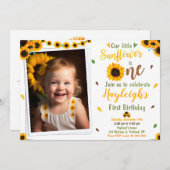 Zonnebloem verjaardagsuitnodiging Foto Eerste verj Kaart (Voorkant / Achterkant)