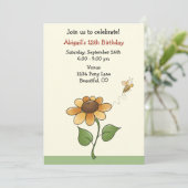 Zonnebloem verjaardagsuitnodiging voor meisjes kaart (Staand voorkant)