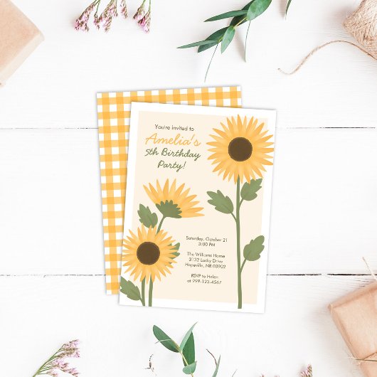 Zonnebloem Verjaardagsuitnodiging voor Meisjesfees Kaart
