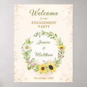 Zonnebloem Verlovingsfeest Bruiloft Herfst Welkom Poster (Voorkant)