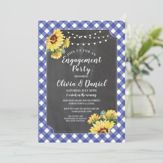 Zonnebloem verlovingsfeest paren douche marine kaart (Staand voorkant)