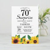 Zonnebloem Verrassingsuitnodiging 70e verjaardag Kaart (Staand voorkant)