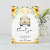 Zonnebloem, vers, met quarantaine-Baby shower Bedankkaart (Staand voorkant)