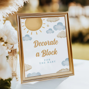 Zonnebloem Versier een Blok Baby Shower Poster
