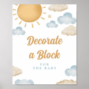 Zonnebloem Versier een Blok Baby Shower Poster