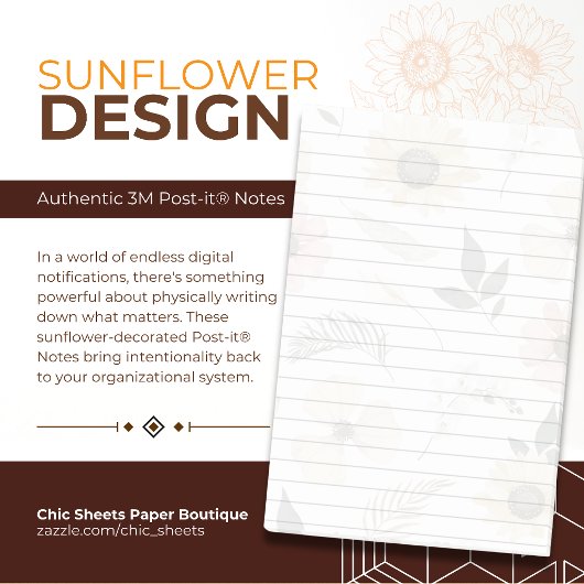 Zonnebloem Versierde 3M Post-it® Notities Notes