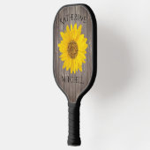 Zonnebloem versleten grijs hout naam pickleball paddle (Links)