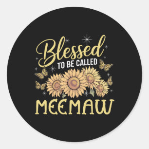 Zonnebloem, verzegeld om "Meemaw Sunflower Lovers" Ronde Sticker
