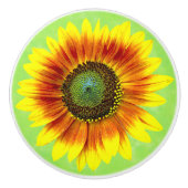 Zonnebloem Vette Floral Geel en Groene Bloem Keramische Knop (Voorkant)