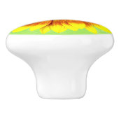 Zonnebloem Vette Floral Geel en Groene Bloem Keramische Knop (Zijkant)