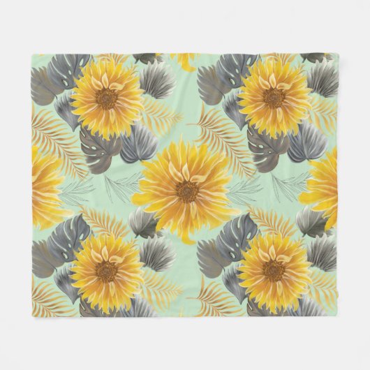 Zonnebloem Vibe Fleece Deken (Voorkant (Horizontaal))