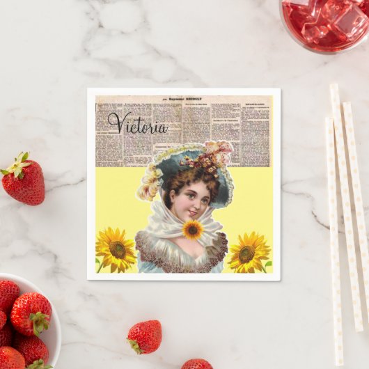 Zonnebloem Victoriaans papier Servet (Insitu)