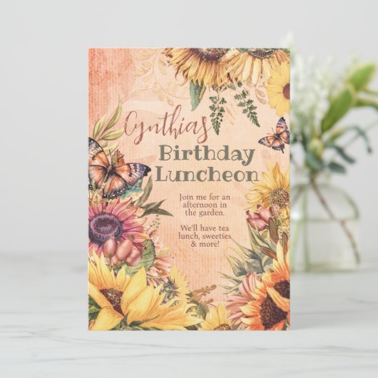 Zonnebloem viering uitnodigingen (Staand voorkant)