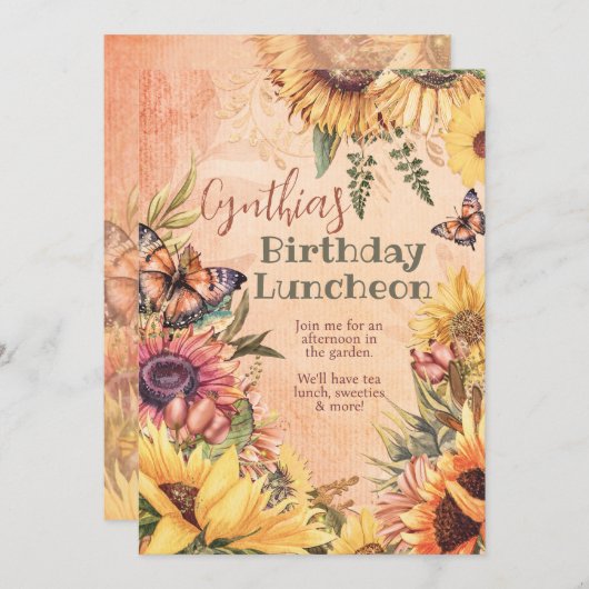 Zonnebloem viering uitnodigingen (Voorkant / Achterkant)