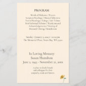 Zonnebloem Viering van het Leven Funeral Programma Flyer (Achterkant)