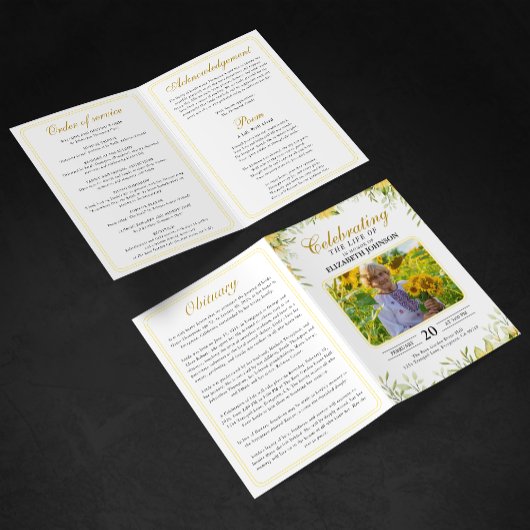 Zonnebloem Viering Van Het Leven Funeralie Herdenk Programma