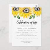 Zonnebloem viering van het leven rouwdienst herden briefkaart (Voorkant / Achterkant)
