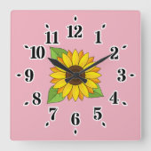Zonnebloem Vierkante Klok (Voorkant)