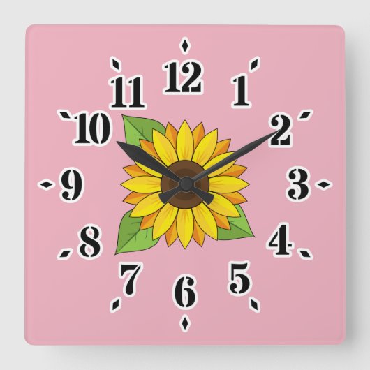 Zonnebloem Vierkante Klok (Voorkant)