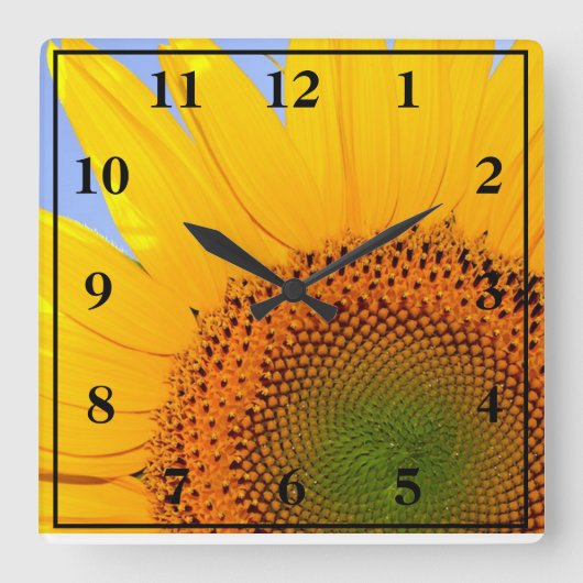 Zonnebloem Vierkante Klok (Voorkant)