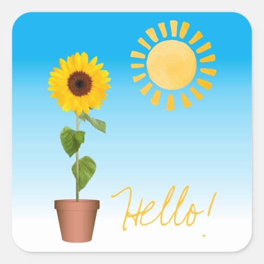Zonnebloem Vierkante Sticker (Voorkant)
