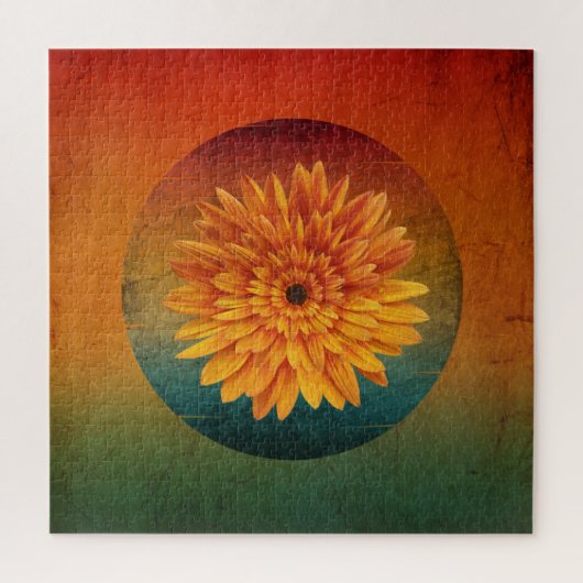 zonnebloem vintage bloem legpuzzel (Verticaal)